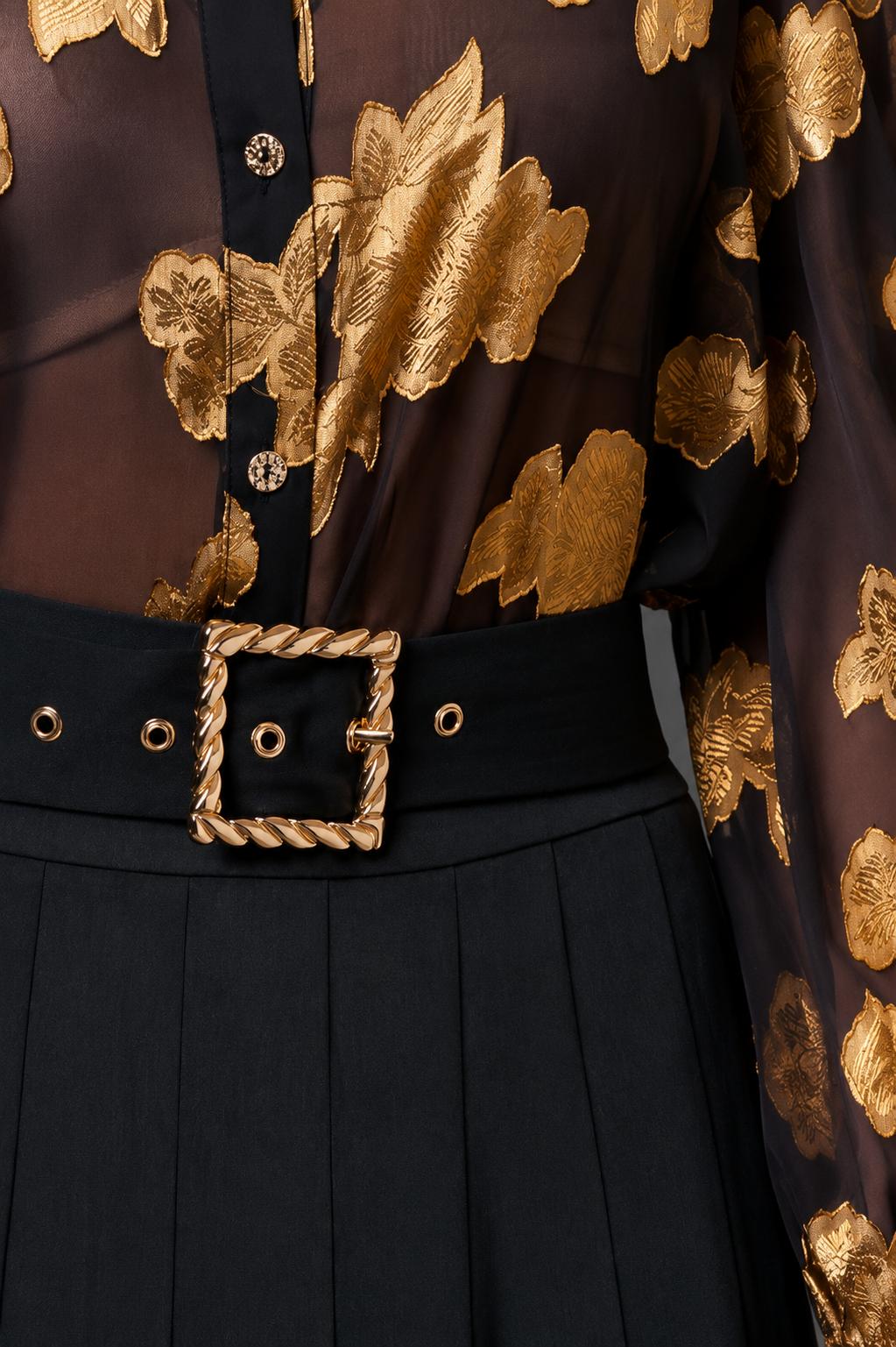 Gold Embroidered Pleated Midi Set