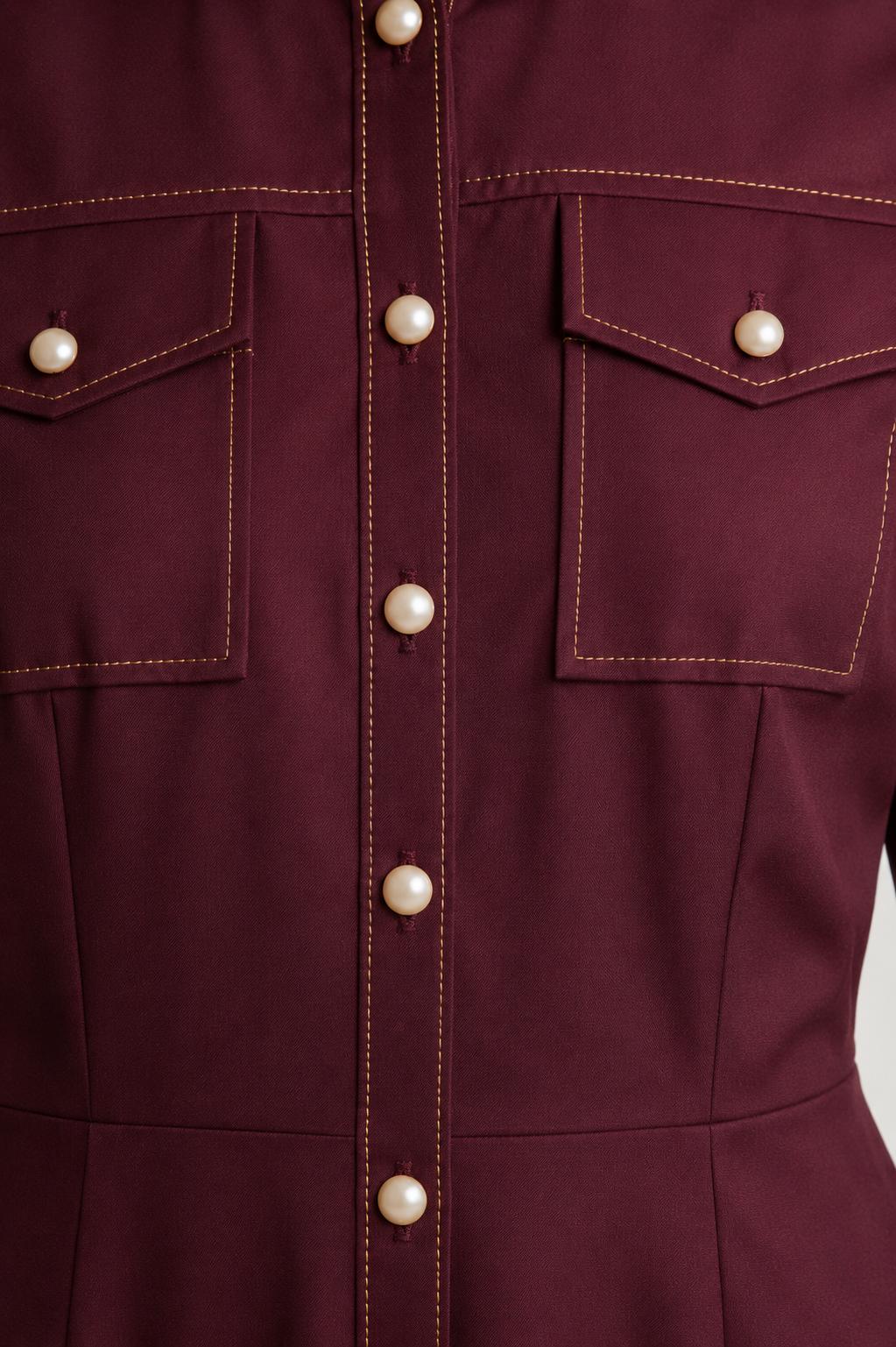 Shoulder Detail Belted Midi Dress