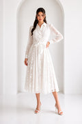 Floral Lace Belted Midi Dress