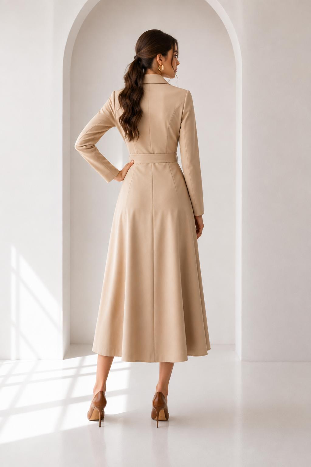 Gold Buckle Blazer Midi Dress