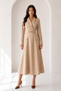 Gold Buckle Blazer Midi Dress