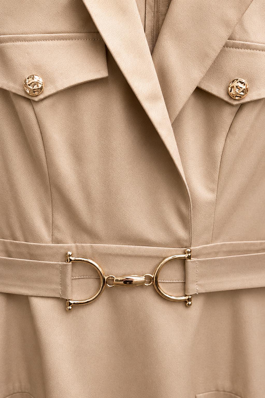 Gold Buckle Blazer Midi Dress